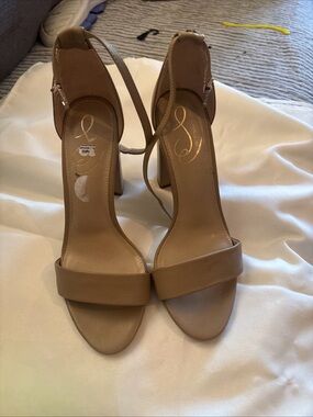 Sam Edelman Tan Block Heel Ankle Strap Sandals